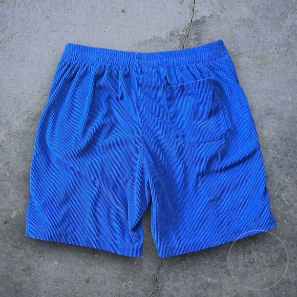 Shein Men's Flat Front Polyester Corduroy Chino Shorts Medium Blue - Picture 4 of 7